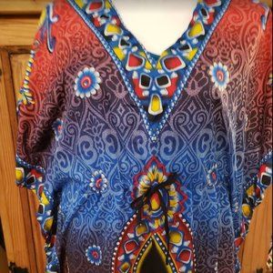 Red Blue  Yellow Women Plus One Free Size Cover Up Tunic Dress
